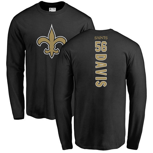 Men New Orleans Saints Black DeMario Davis Backer NFL Football #56 Long Sleeve T Shirt->new orleans saints->NFL Jersey